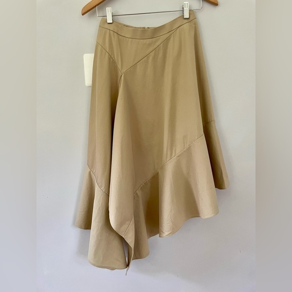 PALMER//HARDING Spicy Asymmetric Draped Poplin Midi Skirt | Size 4/6 - Picture 2 of 10